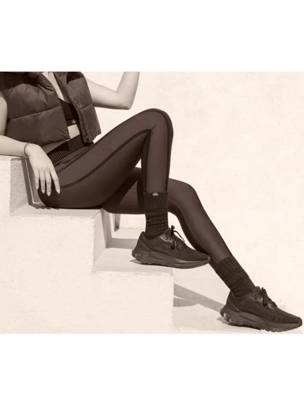 Alo Airlift High-Waist 7/8 Line Up Leggings Brownstone Hi-Rise Waisted Tights XS